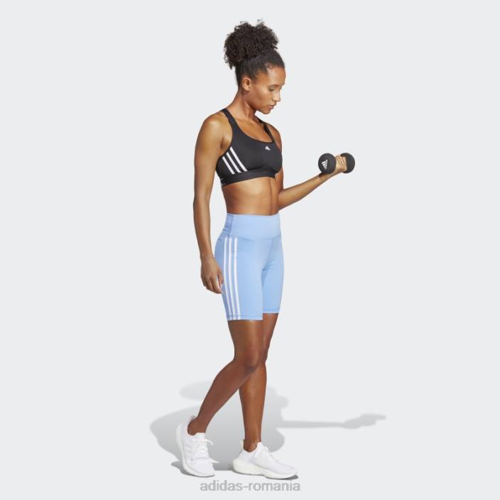 Adidas elemente esențiale pentru antrenament 3 dungi colanți scurti cu talie înaltă albastru femei albastru 2JBN23617