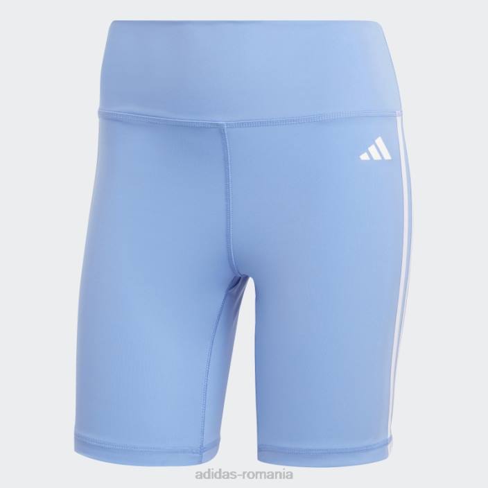 Adidas elemente esențiale pentru antrenament 3 dungi colanți scurti cu talie înaltă albastru femei albastru 2JBN23617