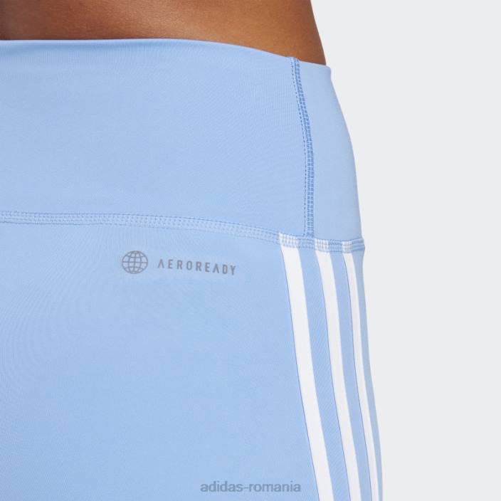 Adidas elemente esențiale pentru antrenament 3 dungi colanți scurti cu talie înaltă albastru femei albastru 2JBN23617