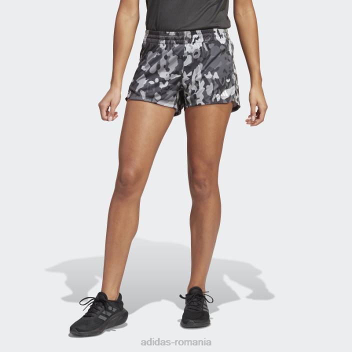 Adidas pacer aeroready train essentials branding minimal pantaloni scurți cu imprimeu floral negru femei negru/mgh gri solid/alb 2JBN23618