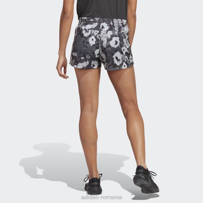 Adidas pacer aeroready train essentials branding minimal pantaloni scurți cu imprimeu floral negru femei negru/mgh gri solid/alb 2JBN23618