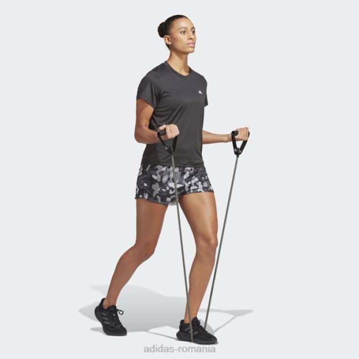 Adidas pacer aeroready train essentials branding minimal pantaloni scurți cu imprimeu floral negru femei negru/mgh gri solid/alb 2JBN23618