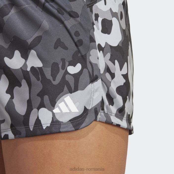Adidas pacer aeroready train essentials branding minimal pantaloni scurți cu imprimeu floral negru femei negru/mgh gri solid/alb 2JBN23618
