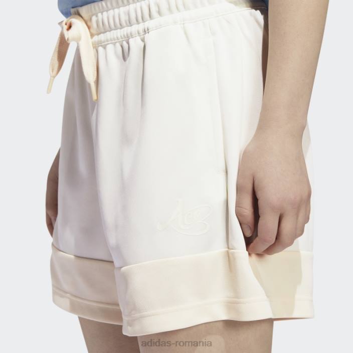 Adidas pantaloni scurți candace parker albi femei nuanță alb/ecru 2JBN23602