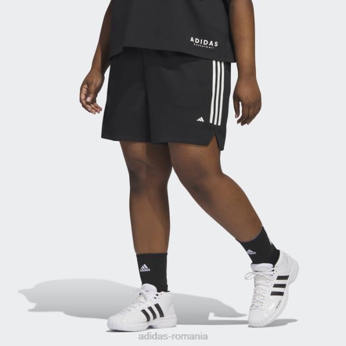 Adidas pantaloni scurți de baschet negri select cu 3 dungi (plus mărime) adidas femei alb negru 2JBN23289