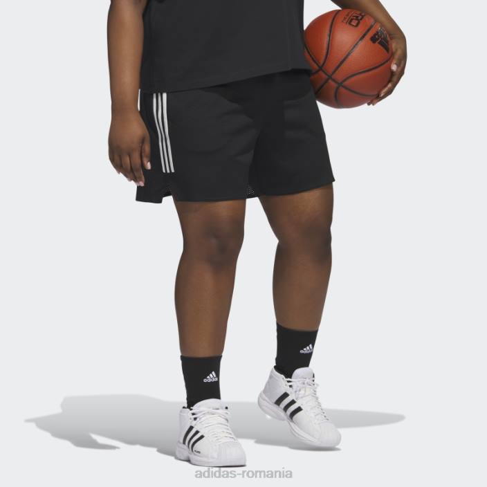 Adidas pantaloni scurți de baschet negri select cu 3 dungi (plus mărime) adidas femei alb negru 2JBN23289