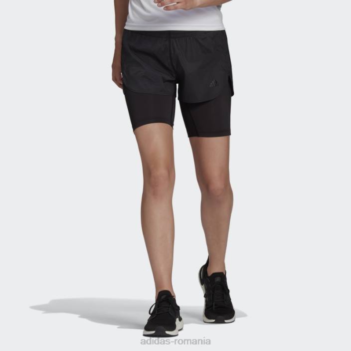Adidas pantaloni scurți doi-în-unul black run fast femei negru 2JBN23542
