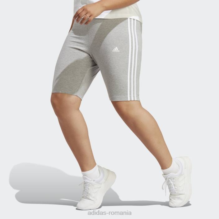 Adidas pantaloni scurți pentru biciclete cu 3 dungi (plus mărime) gri mediu adidas femei gri mediu/alb 2JBN23340