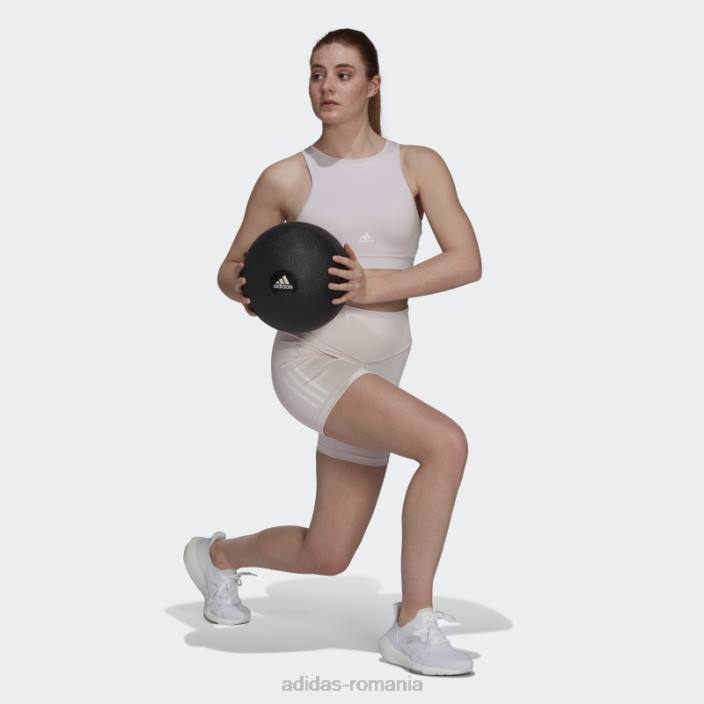 Adidas pantaloni scurți strâmți cu talie înaltă, roz hyperglam aeroready femei roz 2JBN23698