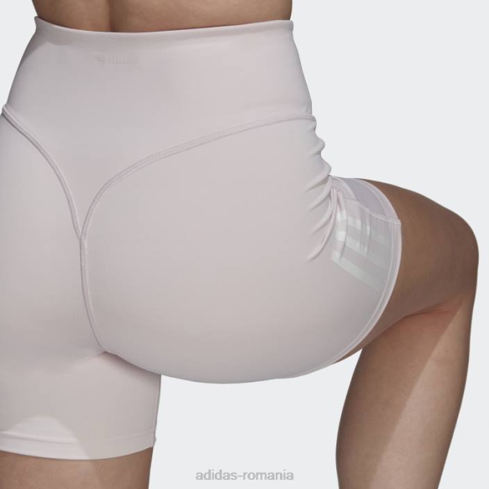 Adidas pantaloni scurți strâmți cu talie înaltă, roz hyperglam aeroready femei roz 2JBN23698