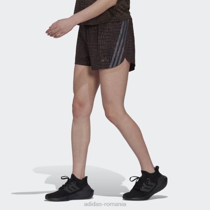 Adidas run icons pantaloni scurți de alergare cu imprimeu crocodil cu 3 dungi negru femei negru 2JBN23641