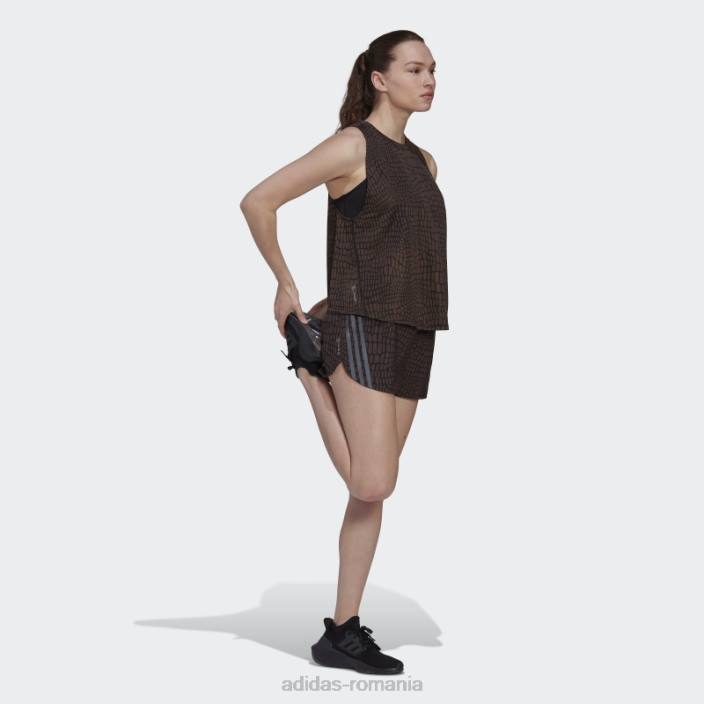 Adidas run icons pantaloni scurți de alergare cu imprimeu crocodil cu 3 dungi negru femei negru 2JBN23641