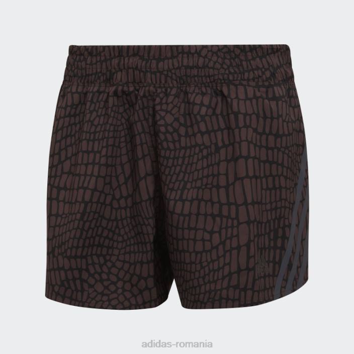 Adidas run icons pantaloni scurți de alergare cu imprimeu crocodil cu 3 dungi negru femei negru 2JBN23641