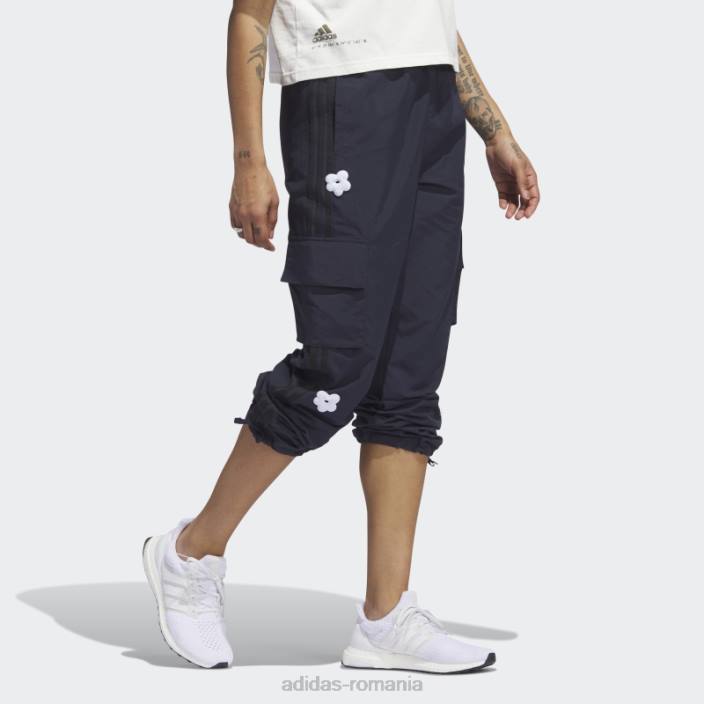 Adidas Pantaloni cargo cu 3 dungi cu cerneală pete de chenilie femei cerneală 2JBN23822