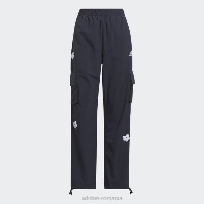 Adidas Pantaloni cargo cu 3 dungi cu cerneală pete de chenilie femei cerneală 2JBN23822