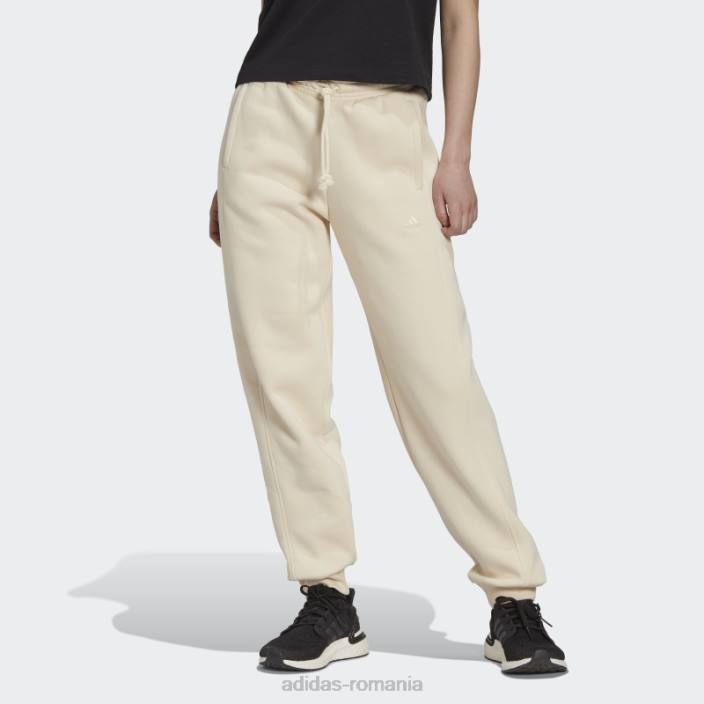 Adidas ecru tint all szn pantaloni fleece femei nuanță ecru 2JBN23999