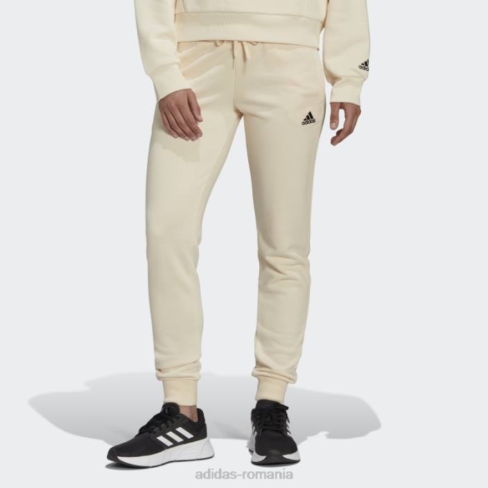 Adidas ecru tint essentials pantaloni French Terry cu logo adidas femei nuanță ecru/negru 2JBN24009