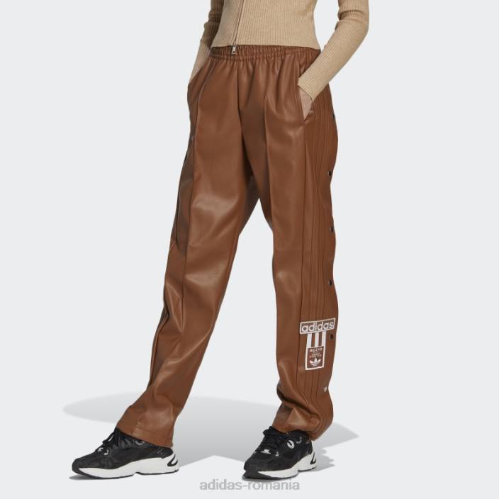 Adidas pantaloni adibreak din imitație de piele din centrul scenei maro femei maro 2JBN23977