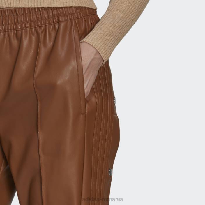 Adidas pantaloni adibreak din imitație de piele din centrul scenei maro femei maro 2JBN23977