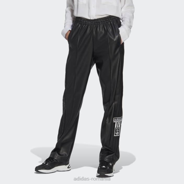 Adidas pantaloni adibreak din piele artificială de centru de culoare neagră adidas femei negru 2JBN23937