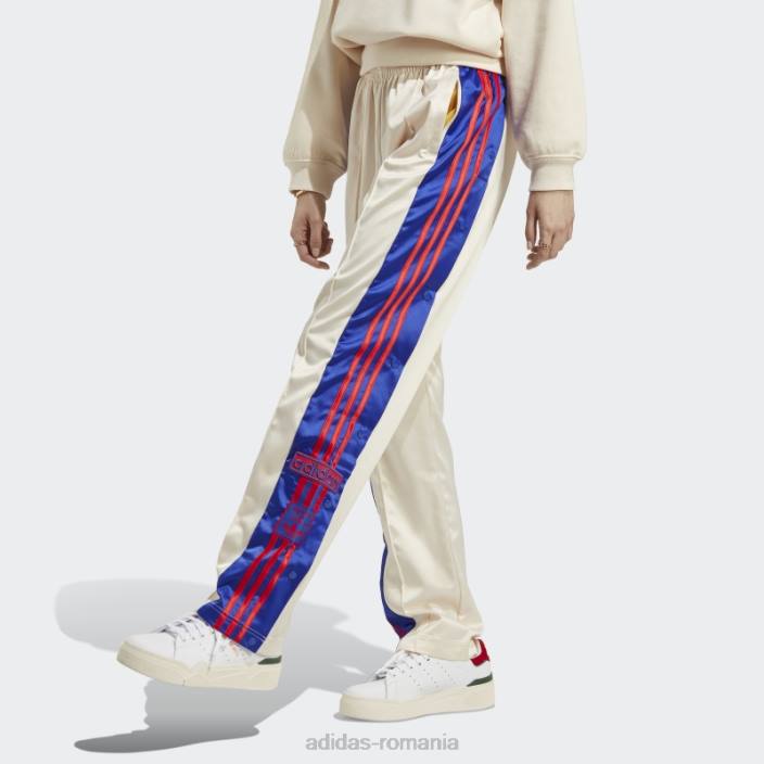 Adidas pantaloni adibreak din satin alb femei alb 2JBN23819