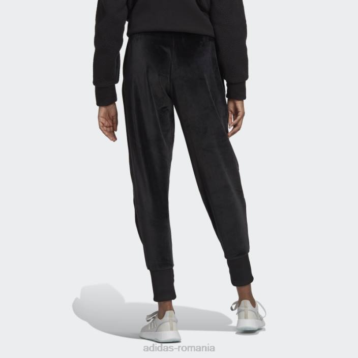 Adidas pantaloni de jogging negri holidayz confortabili din velur adidas femei negru 2JBN23817