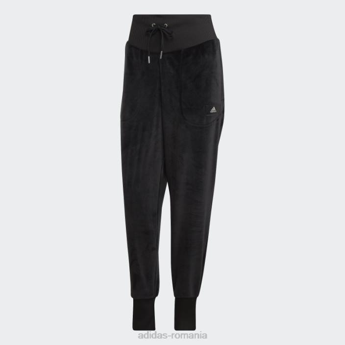 Adidas pantaloni de jogging negri holidayz confortabili din velur adidas femei negru 2JBN23817
