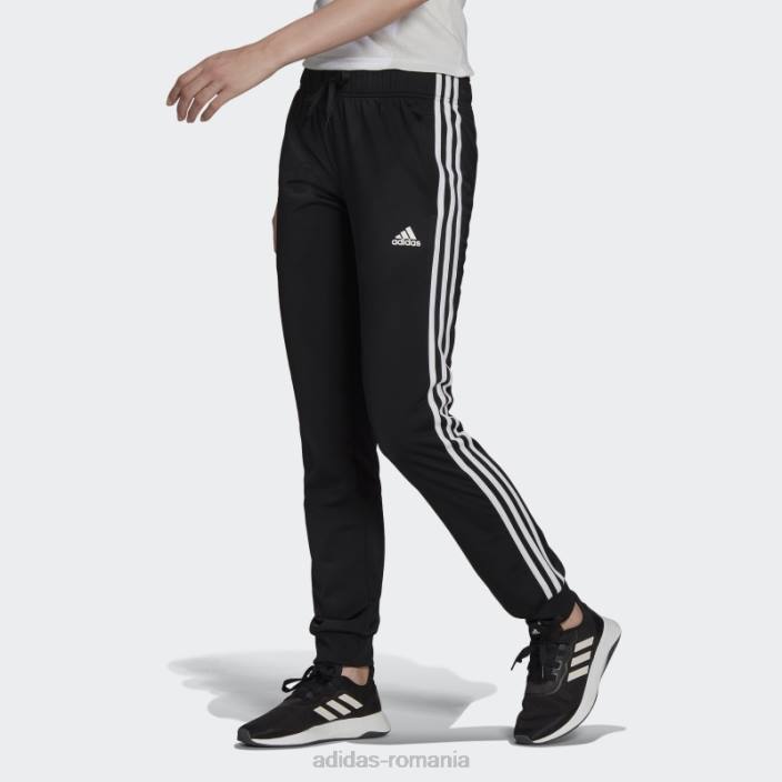 Adidas pantaloni de încălzire primegreen essentials, subțiri, conici, cu trei dungi, negri femei negru 2JBN23821