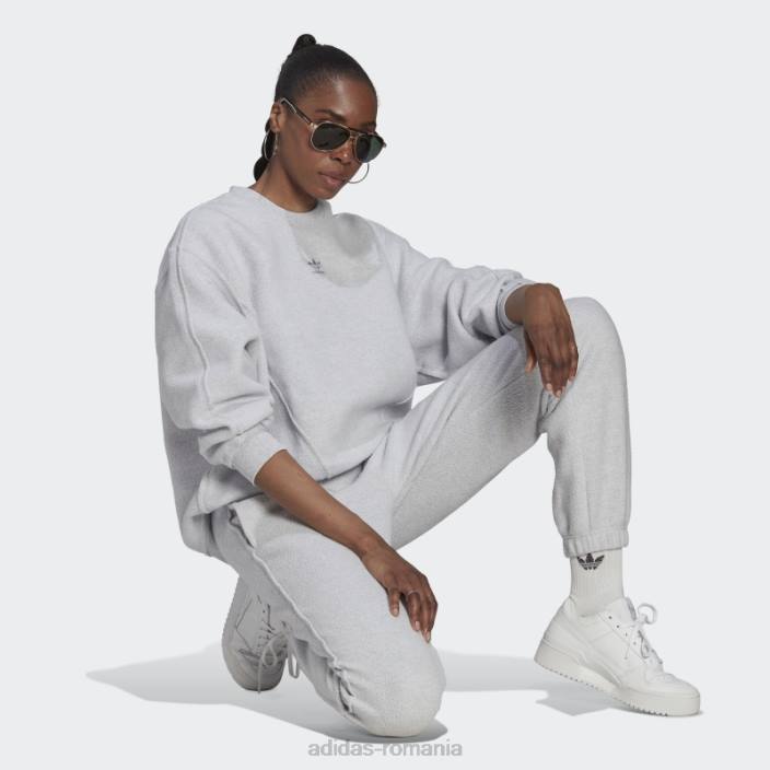 Adidas pantaloni de trening gri deschis heather loungewear femei erica gri deschis 2JBN24004
