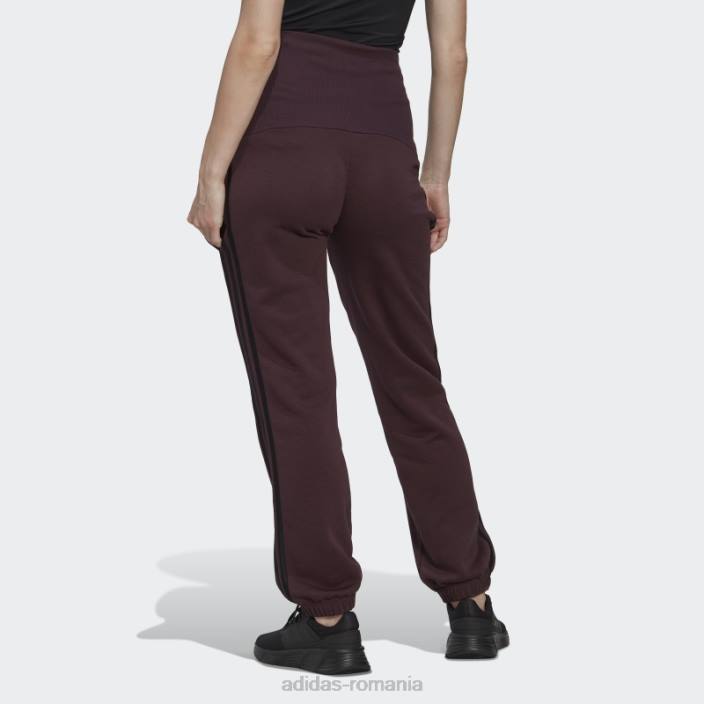 Adidas pantaloni din bumbac maroon essentials cu 3 dungi (maternitate) femei maro/negru 2JBN24011