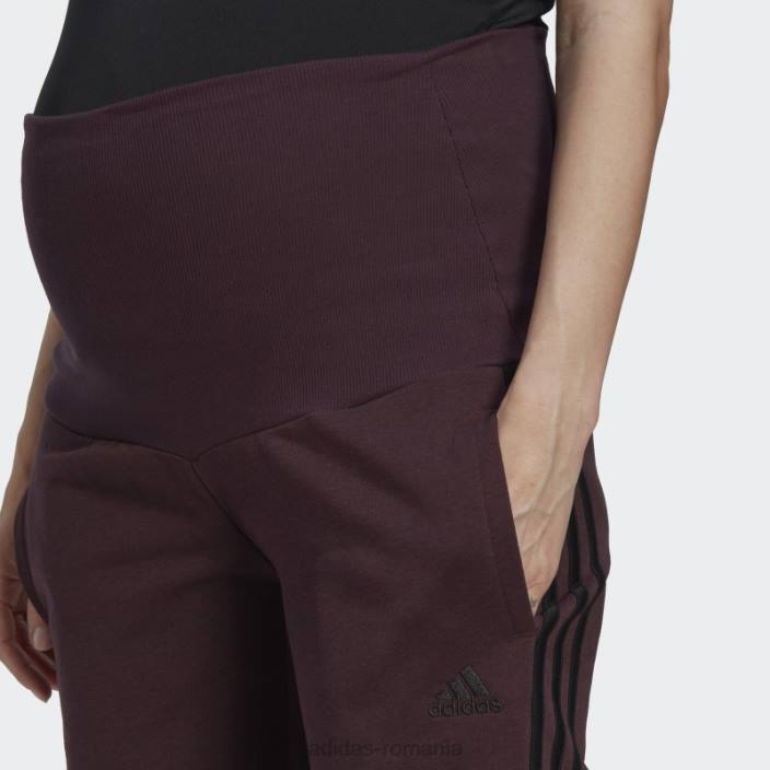 Adidas pantaloni din bumbac maroon essentials cu 3 dungi (maternitate) femei maro/negru 2JBN24011