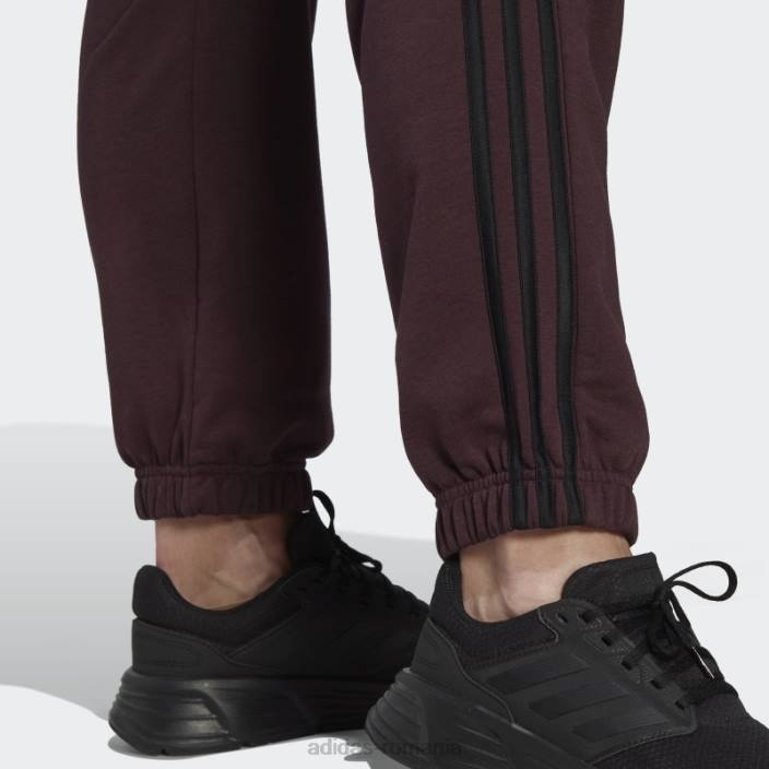 Adidas pantaloni din bumbac maroon essentials cu 3 dungi (maternitate) femei maro/negru 2JBN24011