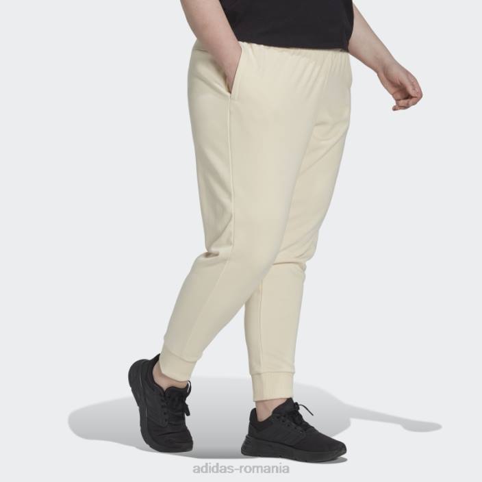 Adidas pantaloni ecru tint essentials french terry cu logo (mărime plus) femei nuanță ecru/alb 2JBN23339