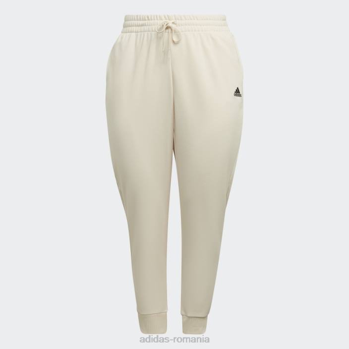 Adidas pantaloni ecru tint essentials french terry cu logo (mărime plus) femei nuanță ecru/alb 2JBN23339