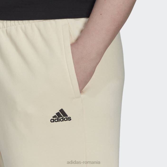 Adidas pantaloni ecru tint essentials french terry cu logo (mărime plus) femei nuanță ecru/alb 2JBN23339