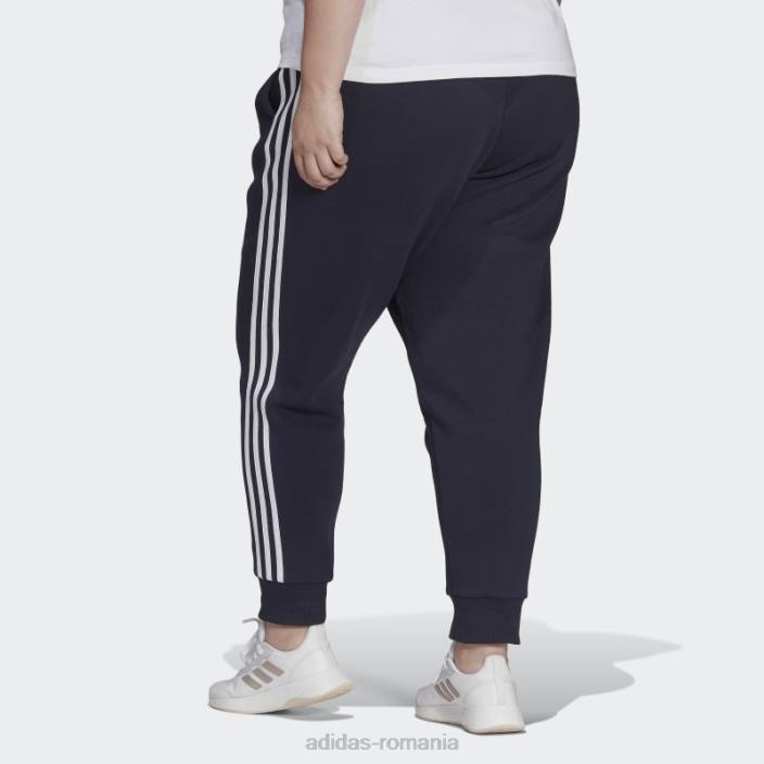 Adidas pantaloni fleece cu 3 dungi (plus mărime) ink essentials femei cerneală/alb 2JBN23285