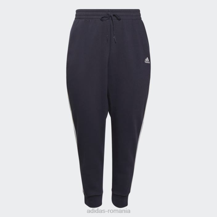 Adidas pantaloni fleece cu 3 dungi (plus mărime) ink essentials femei cerneală/alb 2JBN23285