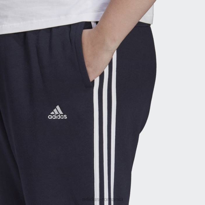 Adidas pantaloni fleece cu 3 dungi (plus mărime) ink essentials femei cerneală/alb 2JBN23285
