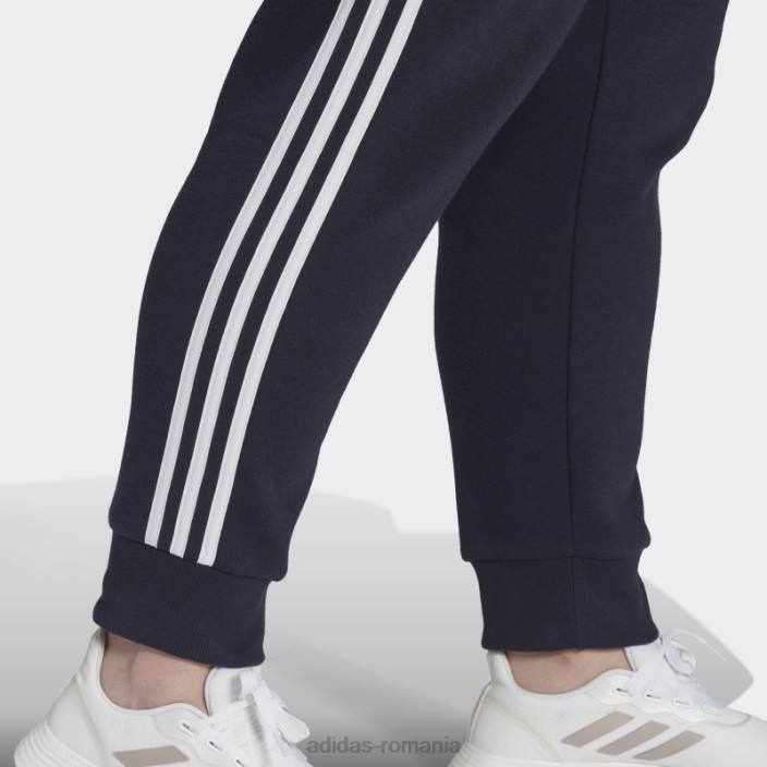 Adidas pantaloni fleece cu 3 dungi (plus mărime) ink essentials femei cerneală/alb 2JBN23285
