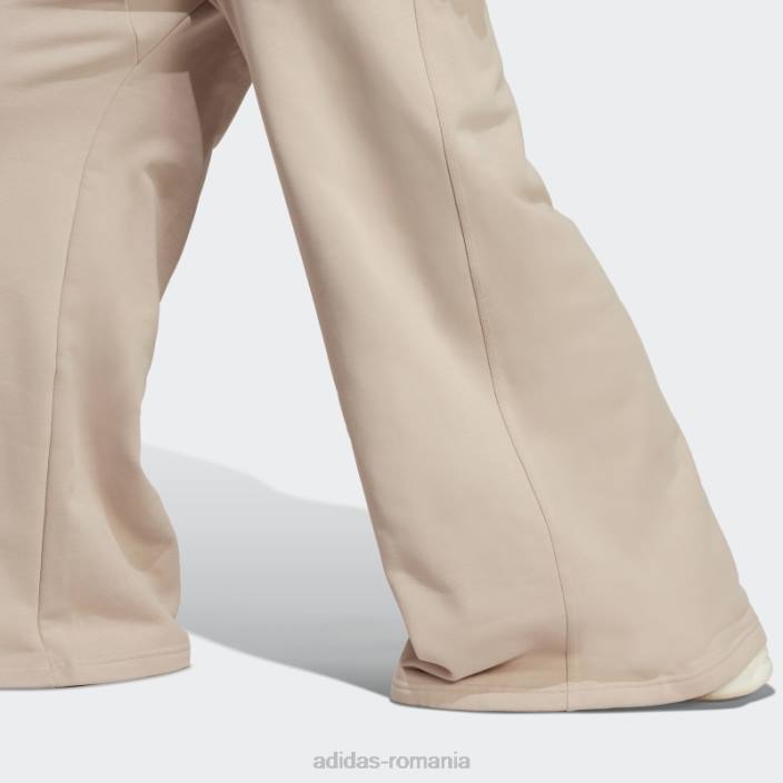 Adidas pantaloni largi din fleece lounge taupe femei taupe 2JBN23968