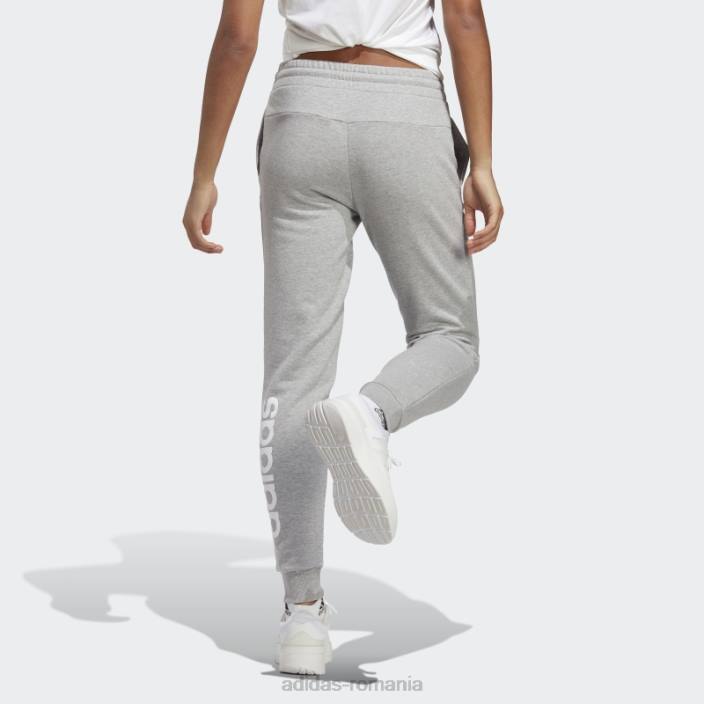 Adidas pantaloni liniari French Terry cu manșete, gri mediu, essentials femei gri mediu/alb 2JBN23849