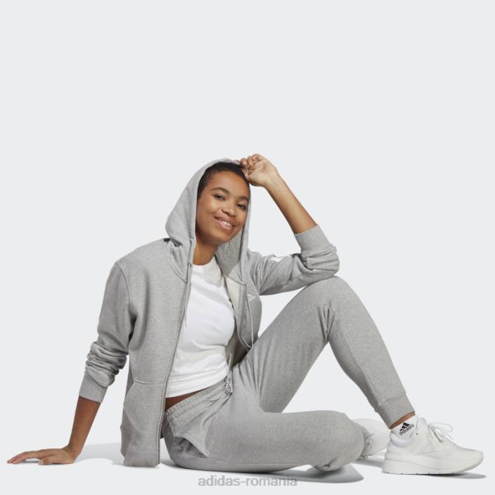 Adidas pantaloni liniari French Terry cu manșete, gri mediu, essentials femei gri mediu/alb 2JBN23849