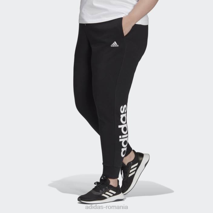 Adidas pantaloni negri cu logo-ul French Terry (mărime plus) femei alb negru 2JBN23363