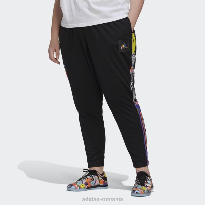 Adidas pantaloni negri tiro pride (plus marime) adidas femei negru/multicolor 2JBN23253