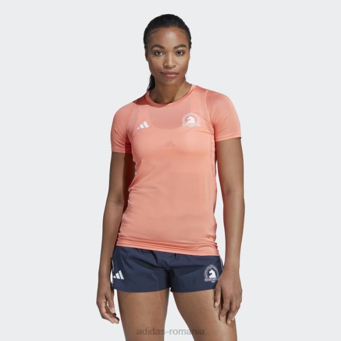 Adidas Boston Marathon 2023 tricou cu imprimeu integral coral adidas femei coral 2JBN10152
