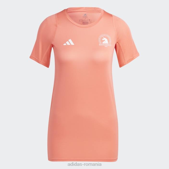 Adidas Boston Marathon 2023 tricou cu imprimeu integral coral adidas femei coral 2JBN10152