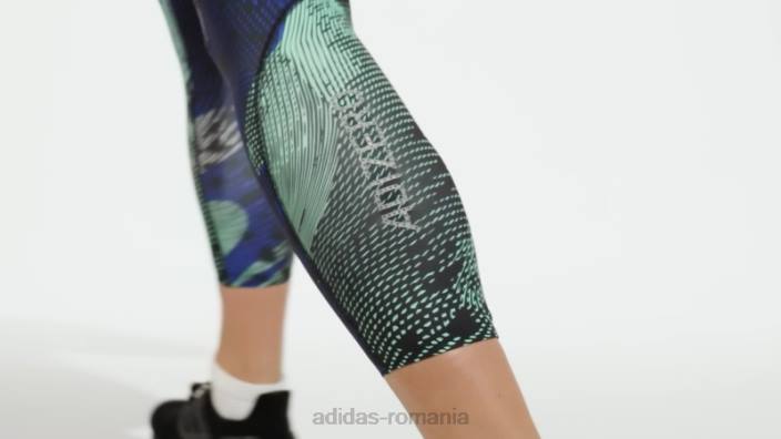 Adidas Leggings 7/8 cu imprimeu pentru alergare adizero albastru femei negru/albastru 2JBN17332