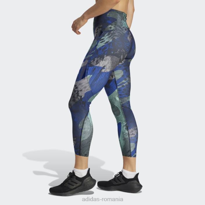Adidas Leggings 7/8 cu imprimeu pentru alergare adizero albastru femei negru/albastru 2JBN17332