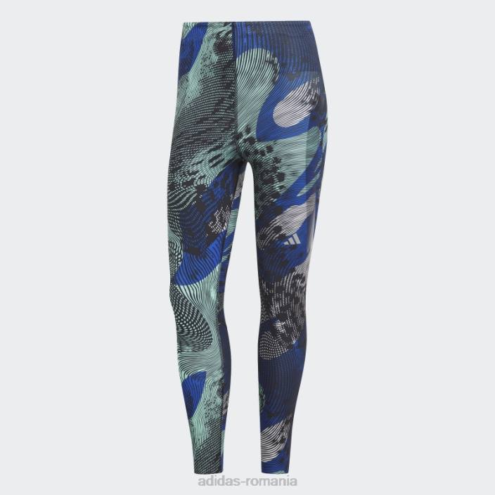 Adidas Leggings 7/8 cu imprimeu pentru alergare adizero albastru femei negru/albastru 2JBN17332