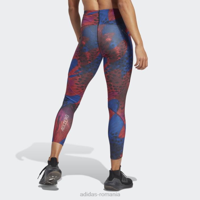 Adidas Leggings 7/8 roșii cu imprimeu pentru alergare adizero femei negru/rosu 2JBN9724